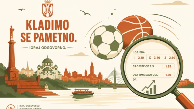Serbian lens sports betting hero with Belgrade skyline and sports icons