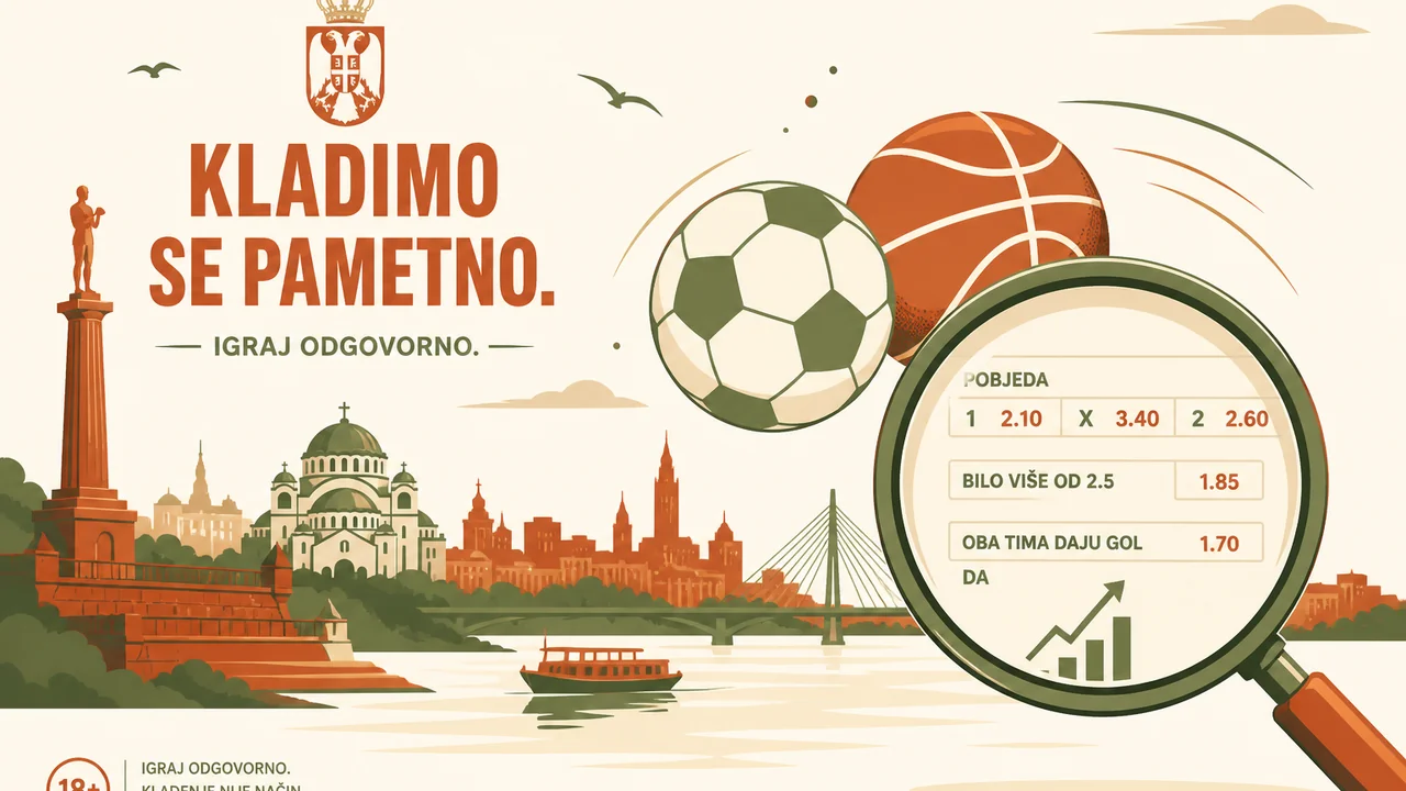 Serbian lens sports betting hero with Belgrade skyline and sports icons